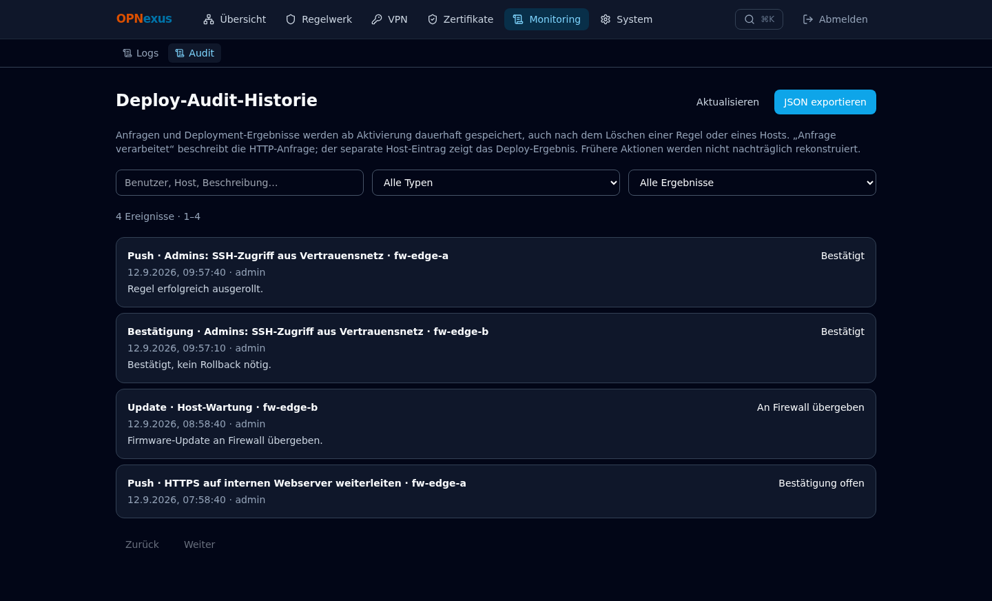 Deploy-Audit-Historie